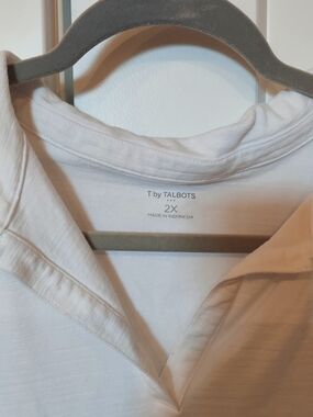 Talbots White V-Neck Polo Tank Top